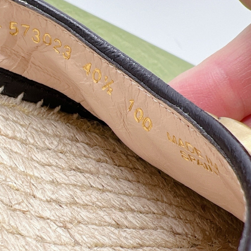 Gucci GG Marmont Platform MATELASSÉ Wedge Heels Espadrille Black Leather EU 40.5 - Picture 13 of 14